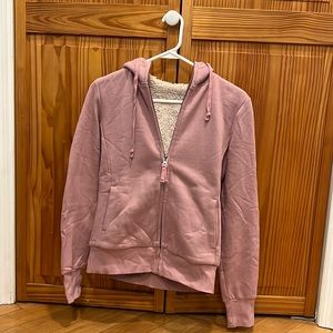 NEW WO TAG Uniqlo Faux Shearing Sweat Long Sleeve Full Zip Hoodie